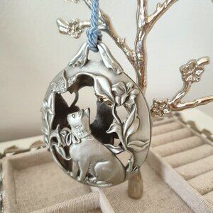 1990 Seagull Pewter Cat Door Charm Double-Sided Hanging Ornament ,Made in Canada